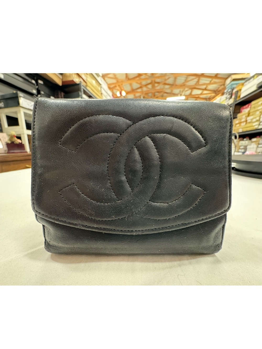 Mens Chanel Black Quilted Lamb Leather Bi-fold wallet